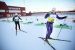 A blind Nordic skier following his guide