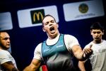Egyptian powerlifter Sherif Osman screams after winning the world title in Nur-Sultan