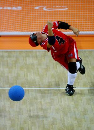 Athletes practicing Goalball.