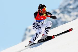 Gerd Schoenfelder of Germany competes in the Men's Super G