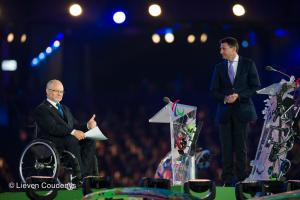 President of the IPC Sir Philip Craven MBE and LOCOG Chairman Lord Sebastian Coe during the closing ceremony on day 11 of the London 2012 Paralympic Games 