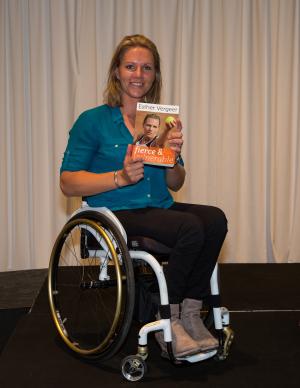 Esther Vergeer launched her biography 'Fierce and Vulnerable' at the 2014 US Open.