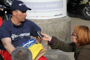 Mile being interviewed