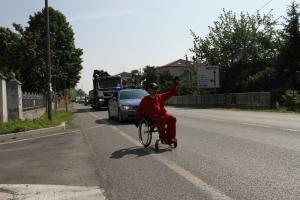 Mile Stojkoski ahead of police escort