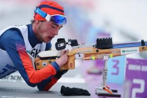 Athlete practicing biathlon.
