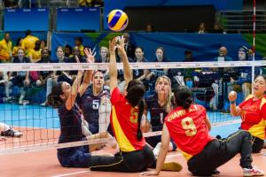 Sitting volleyball sports icon horizontal