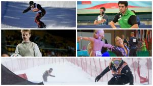 Collage of five athlete photos
